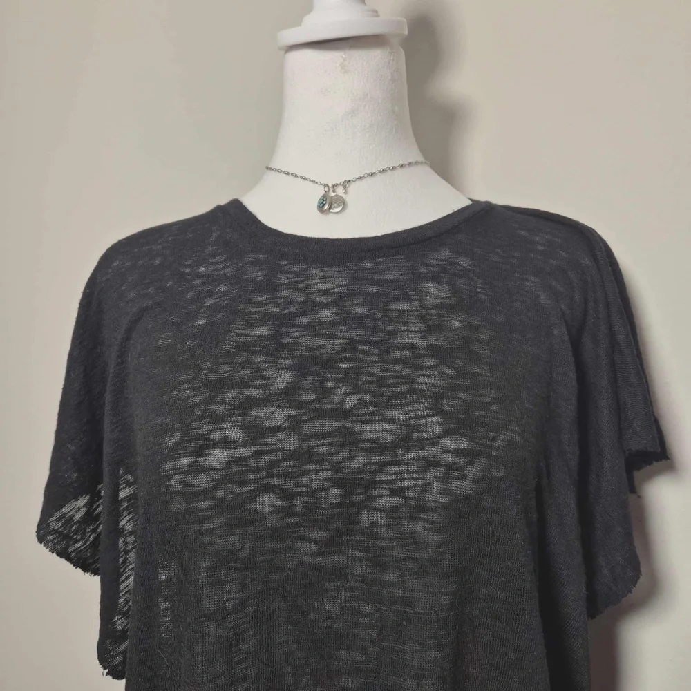 Billabong Out For Waves Sheer Coastal Cover Up Burnout Knit Fluttery Tunic Top L - Picture 4 of 14